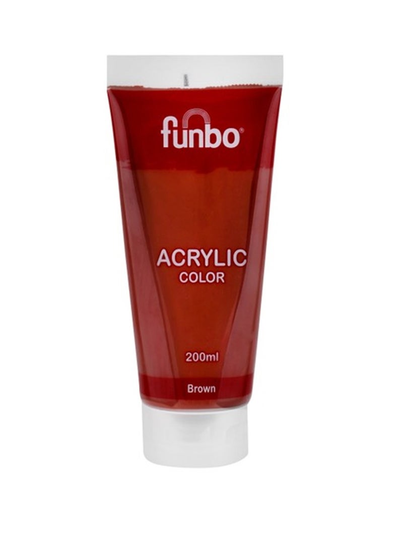 Funbo Acrylic Colour Paint Tube 200ml Content Brown - Image 1