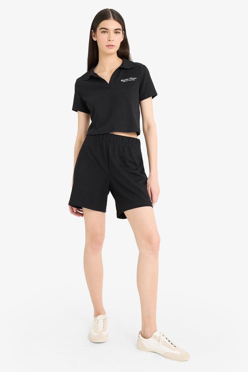DeFacto Woman Regular Fit Thin Sweatshirt Fabric Basic Normal Waist Regular Hem Bermuda  - Image 2