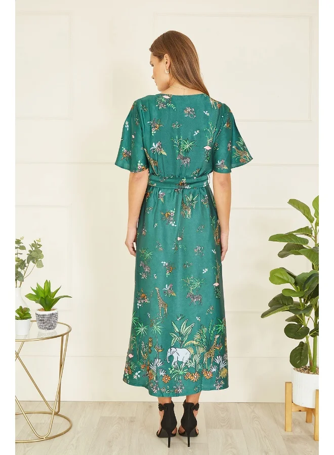 Yumi Tropical Print Midi Dress