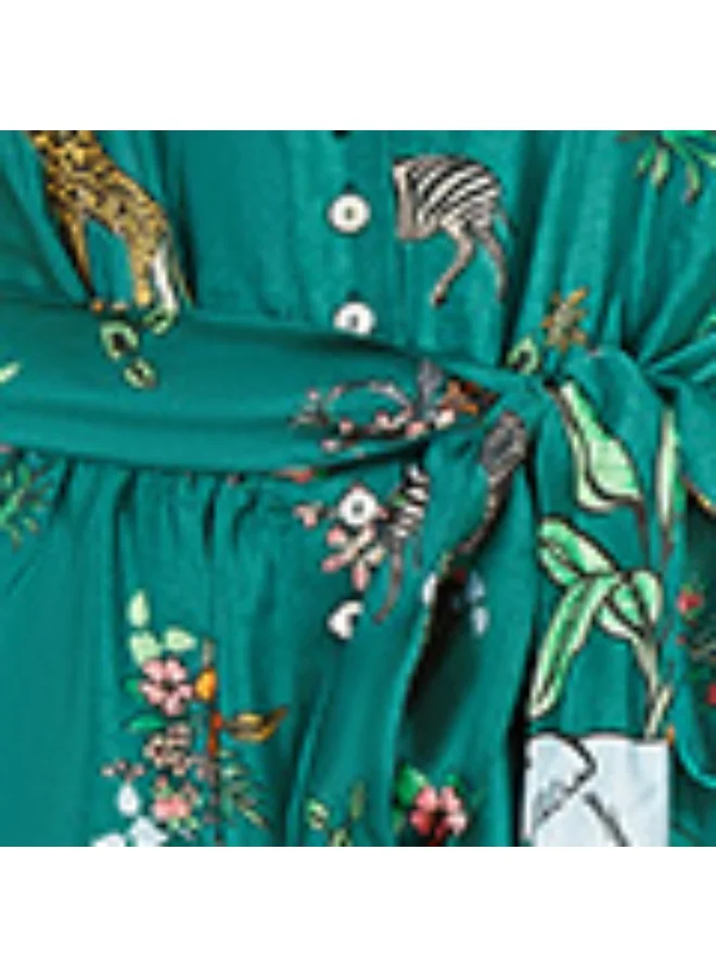 Yumi Tropical Print Midi Dress