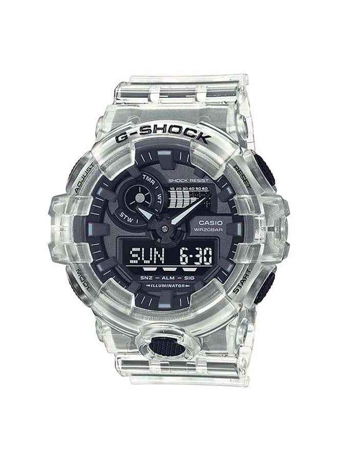 Round Shape Resin Band Analog & Digital Wrist Watch 57 mm - White - GA-700SKE-7ADR