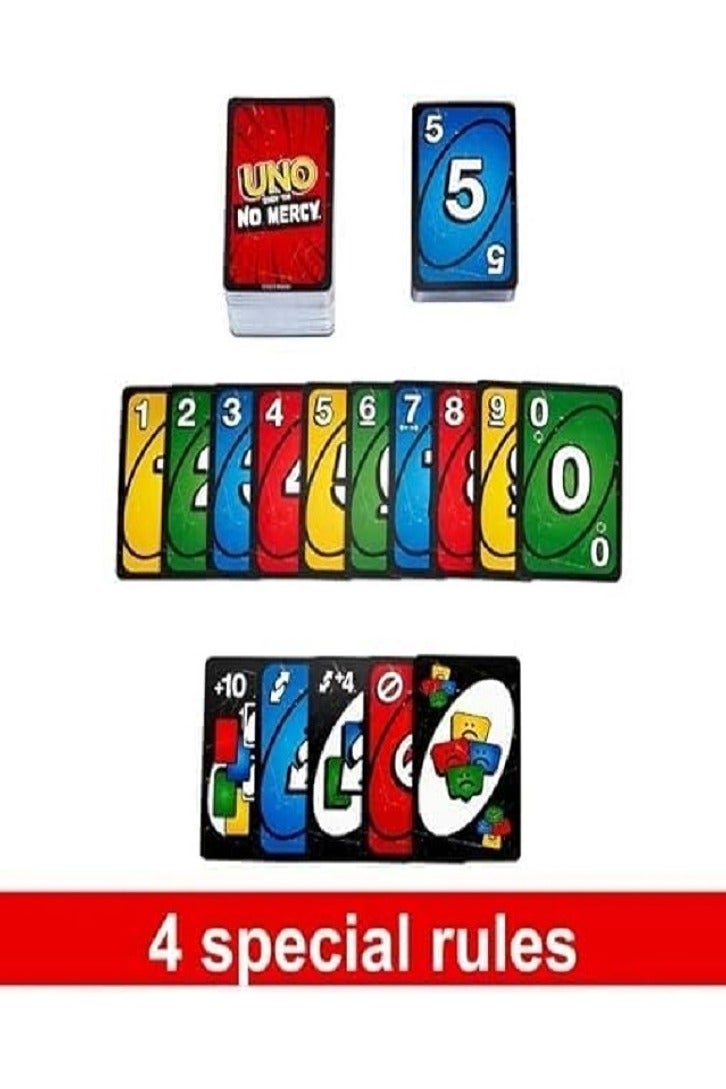 Mattel Games UNO Show ‘EM No Mercy - Card Game for Family Night, Parties, Games Night and Travel with Extra Cards, Special Rules & Tougher Penalties  - Image 4