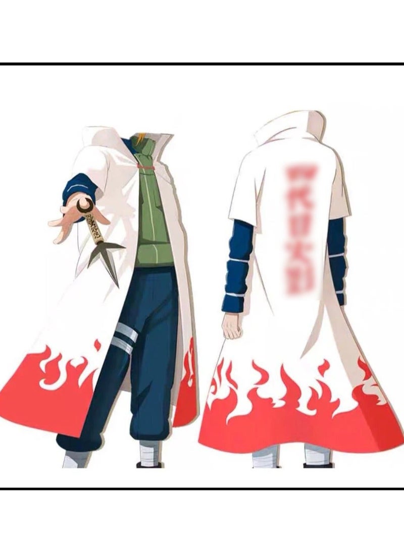 Generic - Unisex Naruto Ninja Long Robe Costume Minato Namikaze Cosplay Cape Robe Fourth Ninja Cloak Adult And Kids Costume Uniform Size L - Image 1