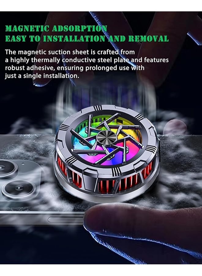 LINJIE Phone Cooler， Magnetic Cell Phone Cooler Rgb Phone Cooling Fan Portable Lightweight Mobile Phone Cooling Fan With Temperature Display，Game Artifacts Suitable For Ios/Android Pubg、Live Vlog - Image 5