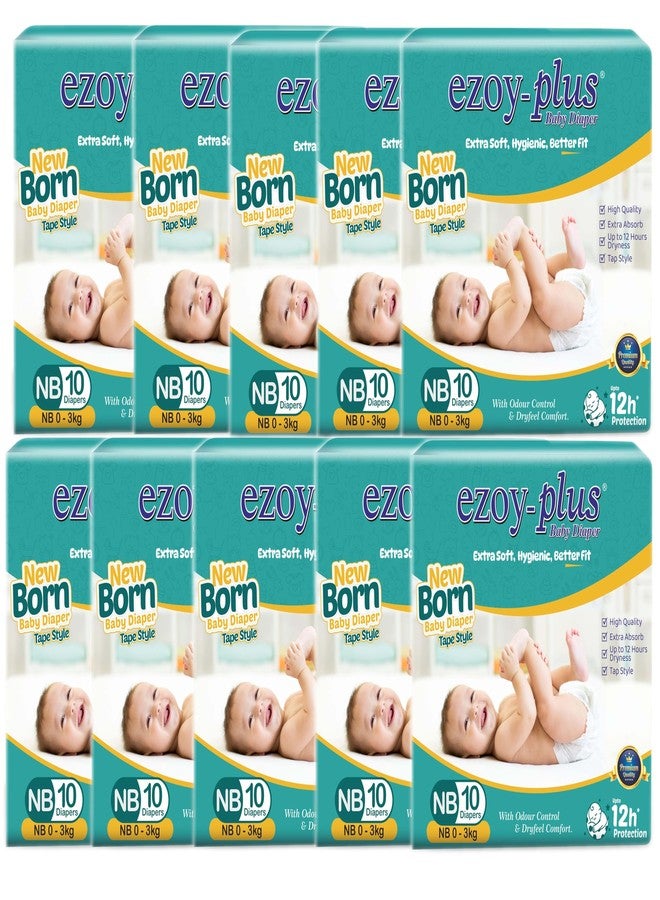 Ezoyplus New Born Baby Diapers Tape Style (0-4kg) | 12 Hours Dryness | Extra Soft & Hygienic | Newborn Diapers 100 Count - Image 1