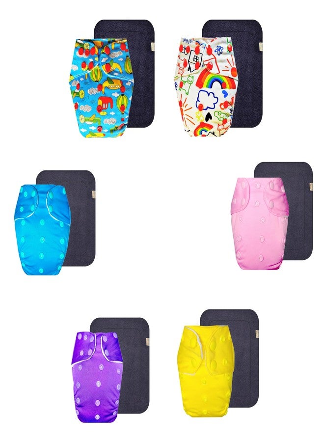 حفاضات دمبلدو القماشية الممتازة مع حشوة رمادية (عبوة من 6 قطع) | ناعمة ولطيفة | مانعة للتسرب | مناسبة للسفر | للاستخدام طوال اليوم | من 3 أشهر إلى 3 سنوات | للجنسين - Image 1