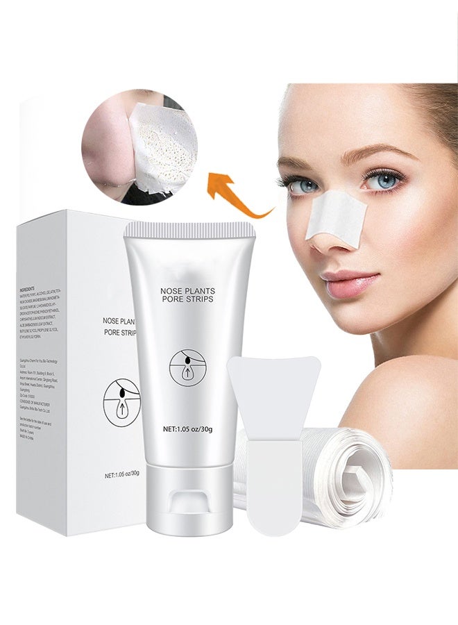 VERONNI Nose Plants Pore Strips,Blackhead Remover Mask - 3 In One Nose Black Head Remover Peel Off Facial Mask, Deep Purifying Nose Cleaner with Brush and 60pcs Paper Plants Pore Nose Strips - Image 1