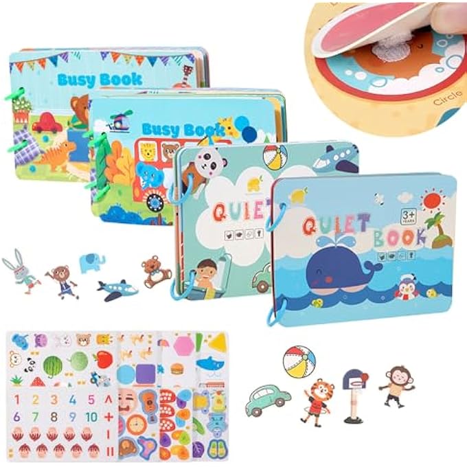 4 PCS BUSY BOOK, MONTESSORI QUIET TOYS FOR TODDLERS 1-4 YEAR OLDS, PRESCHOOL LEARNING FOR KIDS, EARLY EDUCATIONAL, DEVELOP FINE MOTOR AND SKILLS - Image 2