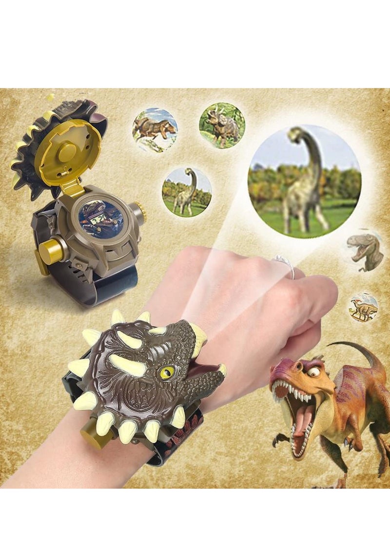 SYOSI Cartoon Watch with 24 Kinds of Dinosaur Projection Pattern Cartoon Children Digital Dinosaur Watch Toy for Boys and Girls Children with Cover Adjustable Date and Time Projector Watch, Triceratops - Image 2
