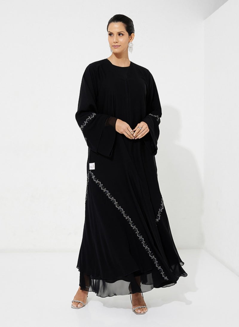 Rosette Abaya Chiffon floral abaya  - Image 1