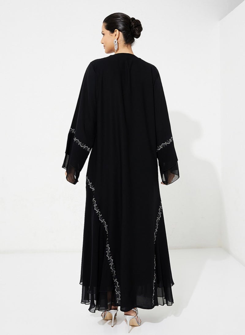 Rosette Abaya Chiffon floral abaya  - Image 3