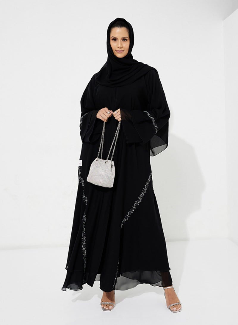 Rosette Abaya Chiffon floral abaya  - Image 4