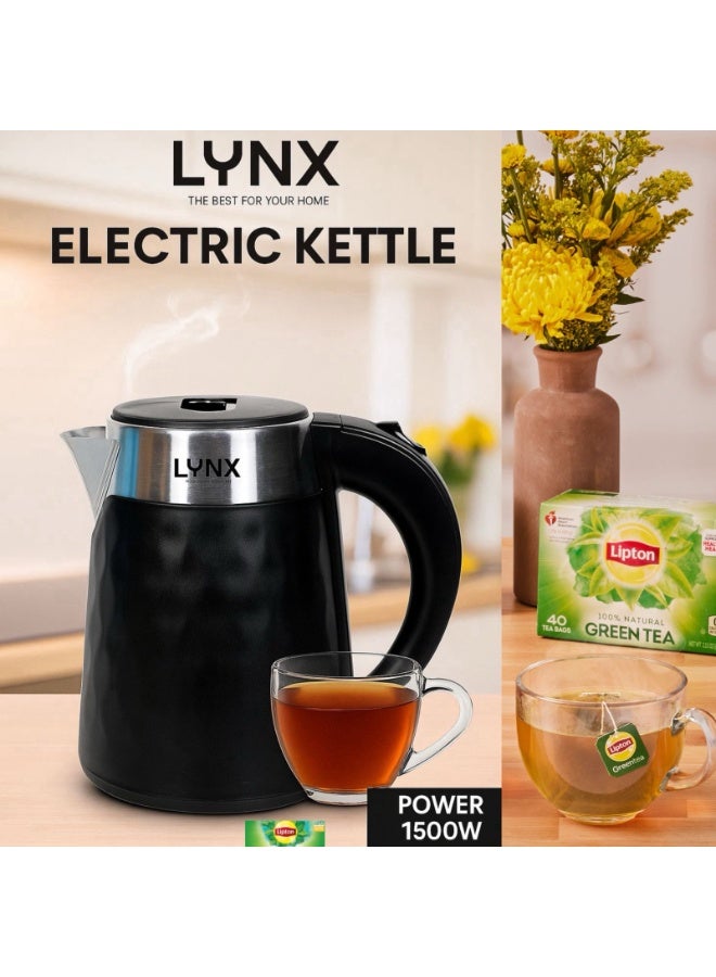 LYNX Electric Kettle with Stainless Steel Body, 1.8L Capacity, 1500W Fast Boil, Auto Shut Off, Boil Dry Protection, Concealed Heating Element, Hot Water Boiler for Tea Coffee -KT-2109 - Image 3