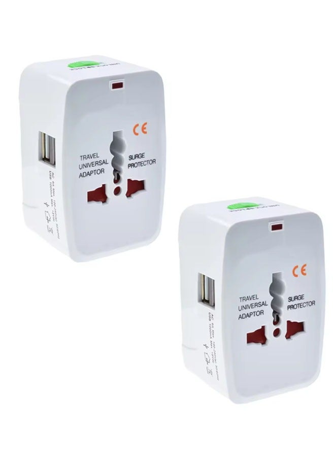 UNIVERSAL All in One Universal Travel Adapter Wall Charger with Dual USB Charging Ports Pack of 2 - Image 1