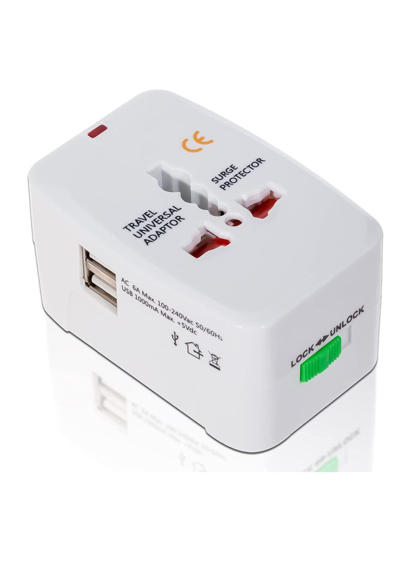 UNIVERSAL All in One Universal Travel Adapter Wall Charger with Dual USB Charging Ports Pack of 2 - Image 2