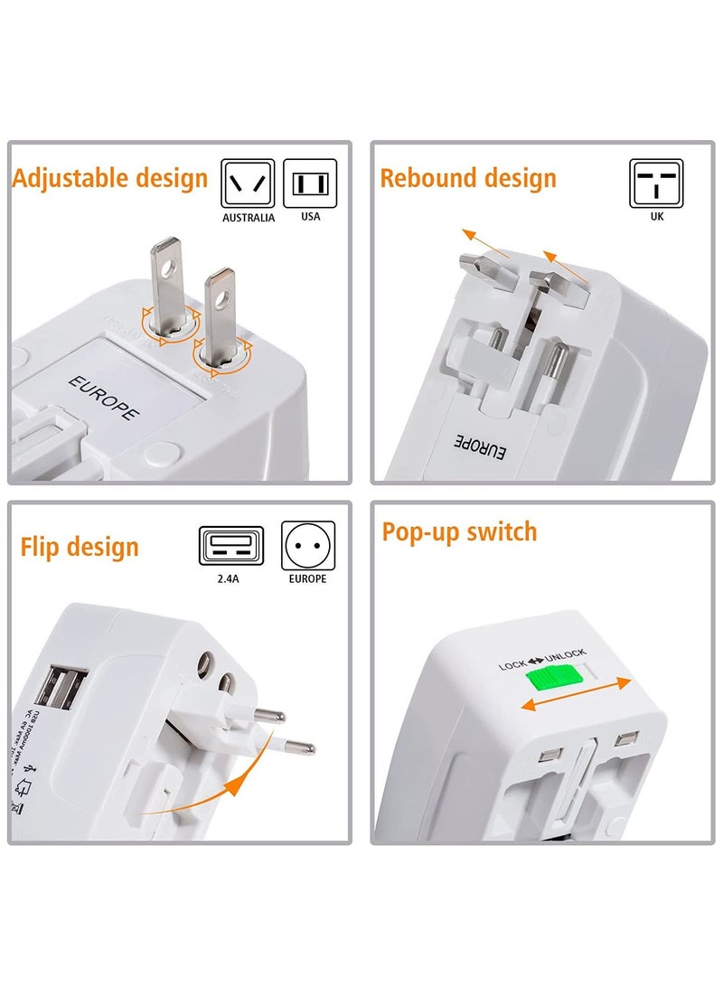 UNIVERSAL All in One Universal Travel Adapter Wall Charger with Dual USB Charging Ports Pack of 2 - Image 4