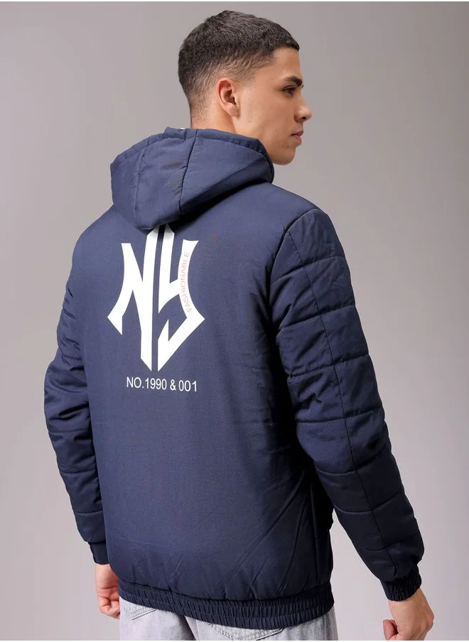 The Indian Garage Co Men Slim Fit Graphic Reversible Puffer Jackets