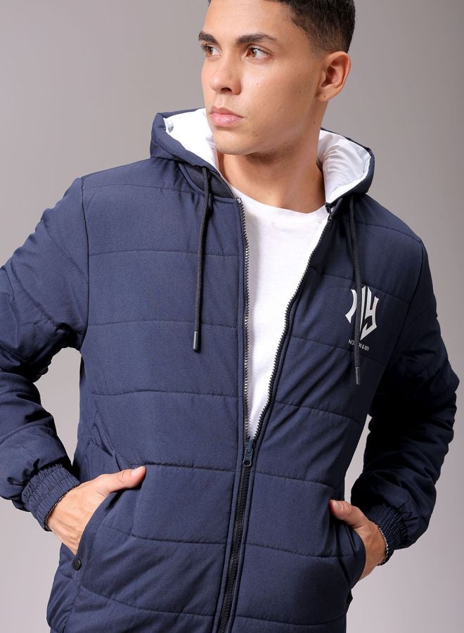 The Indian Garage Co Men Slim Fit Graphic Reversible Puffer Jackets  - Image 1