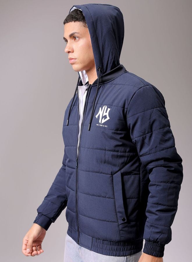 The Indian Garage Co Men Slim Fit Graphic Reversible Puffer Jackets  - Image 4