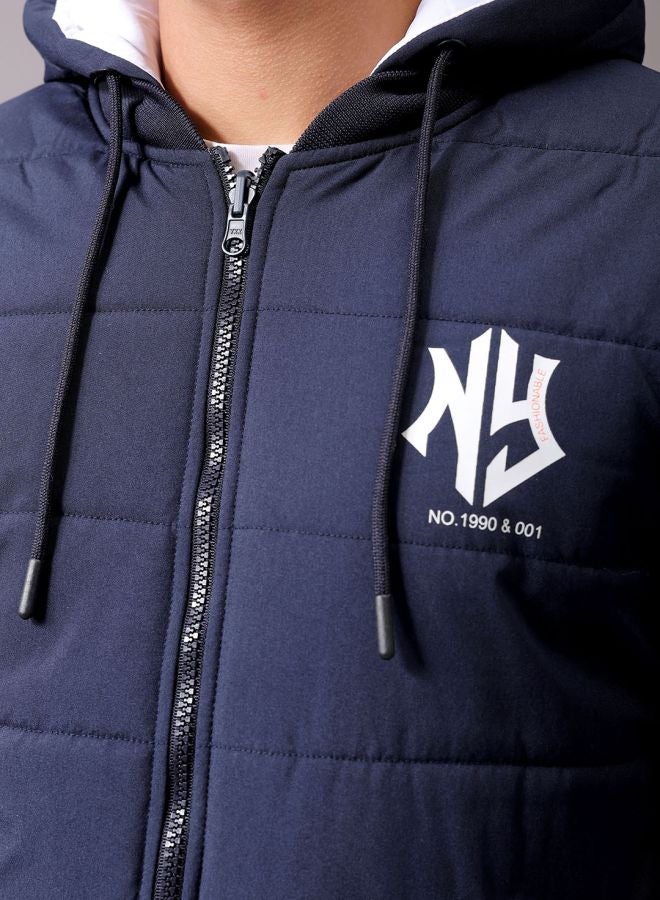 The Indian Garage Co Men Slim Fit Graphic Reversible Puffer Jackets  - Image 5