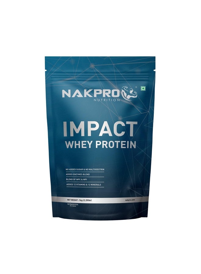 NAKPRO Impact Whey Protein 1kg | Isolate & Concentrate | 24g Protein & 4.9g BCAA | With Digestive Enzymes for better Absorption | NABL Lab Tested 100% Authentic Supplement Powder - Cookies & Cream Flavour - Image 1