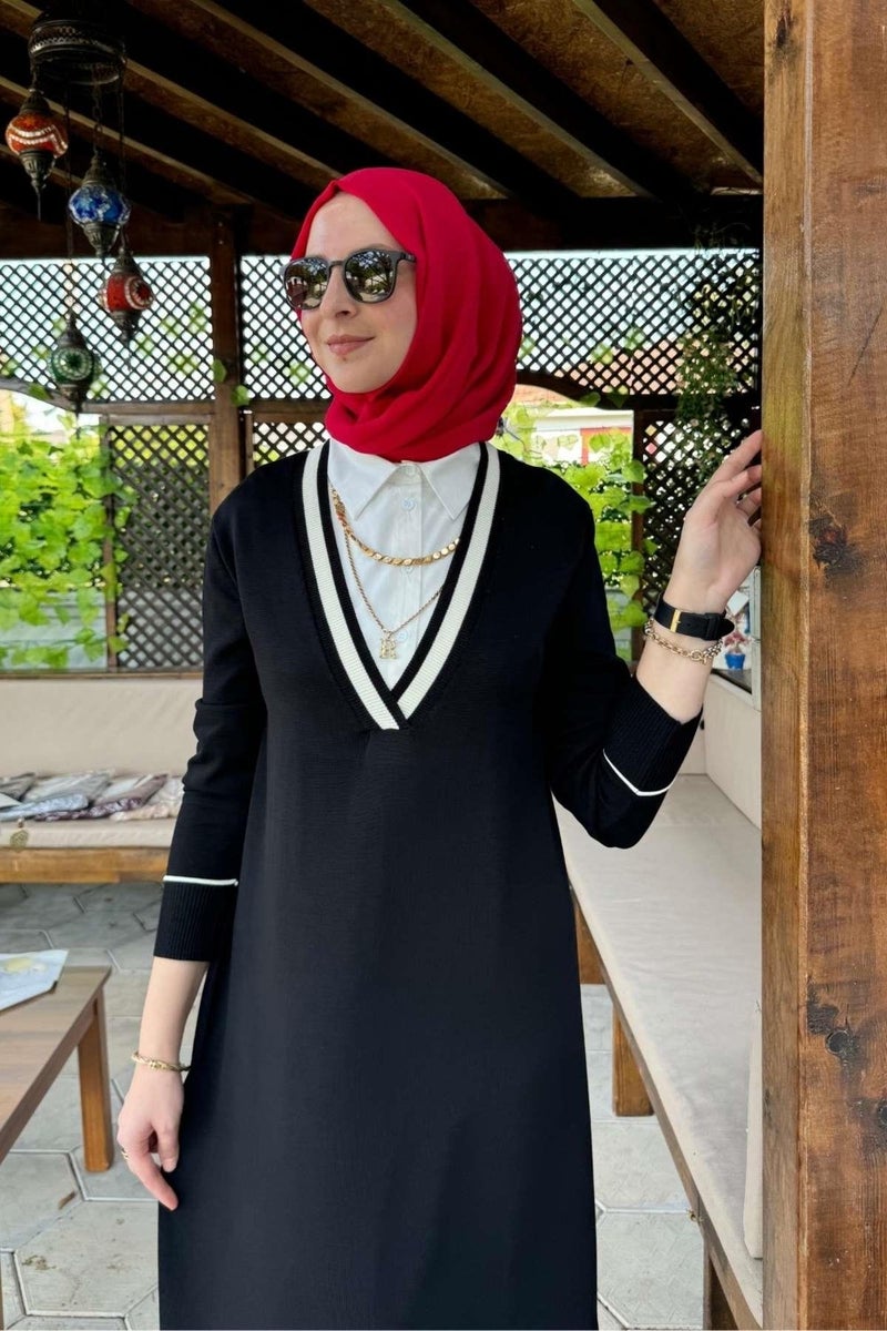 Rabia Şamlı September Shirt Knit Dress Black - Image 2