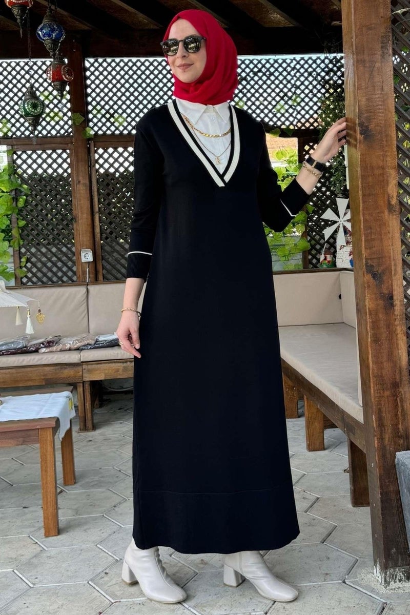 Rabia Şamlı September Shirt Knit Dress Black - Image 5
