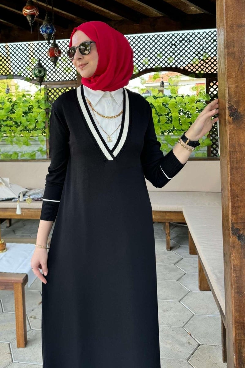 Rabia Şamlı September Shirt Knit Dress Black - Image 3
