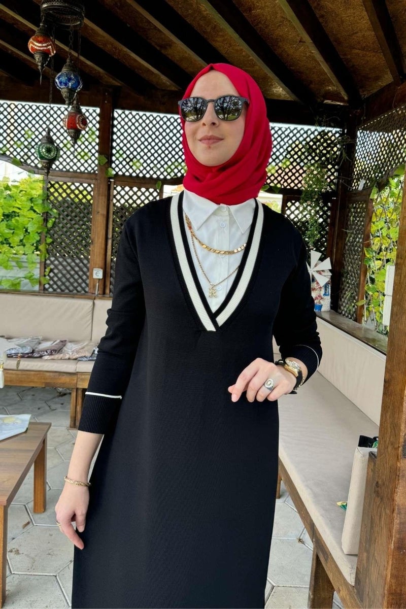 Rabia Şamlı September Shirt Knit Dress Black - Image 4