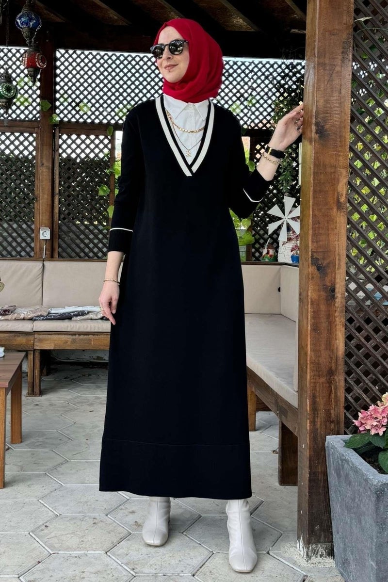 Rabia Şamlı September Shirt Knit Dress Black - Image 1
