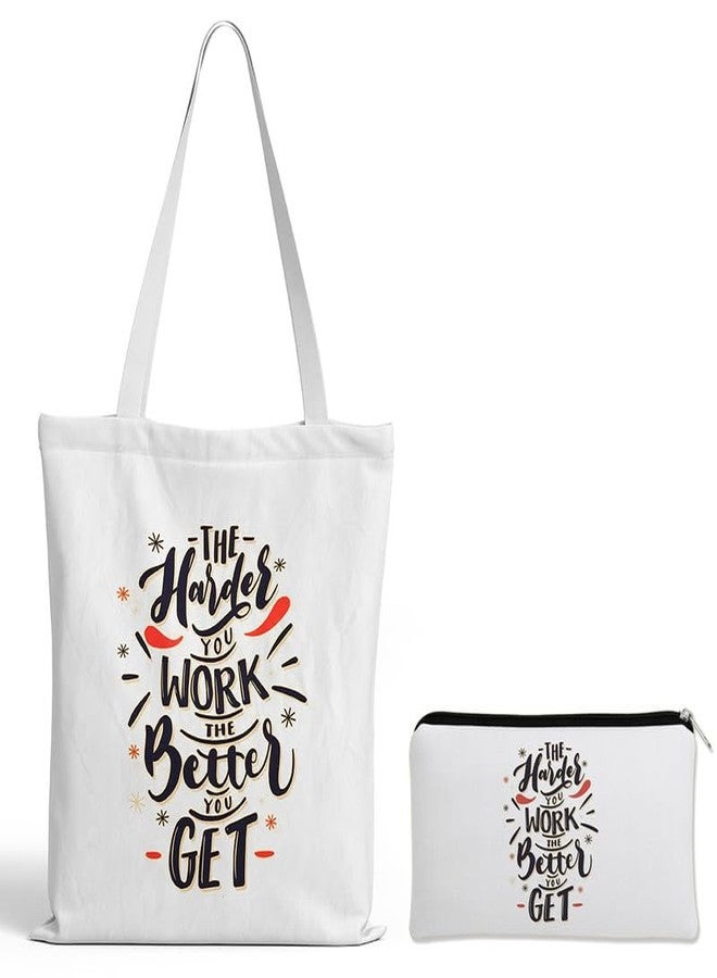TrendoPrint Makeup Bag with Zipper Tote Bag with 15kgs Capacity (14x16inches) Multi-Purpose Bag, Sturdy Canvas Bag For Shopping, Groceries & College For Girls & Womens (DWT41) - Image 1