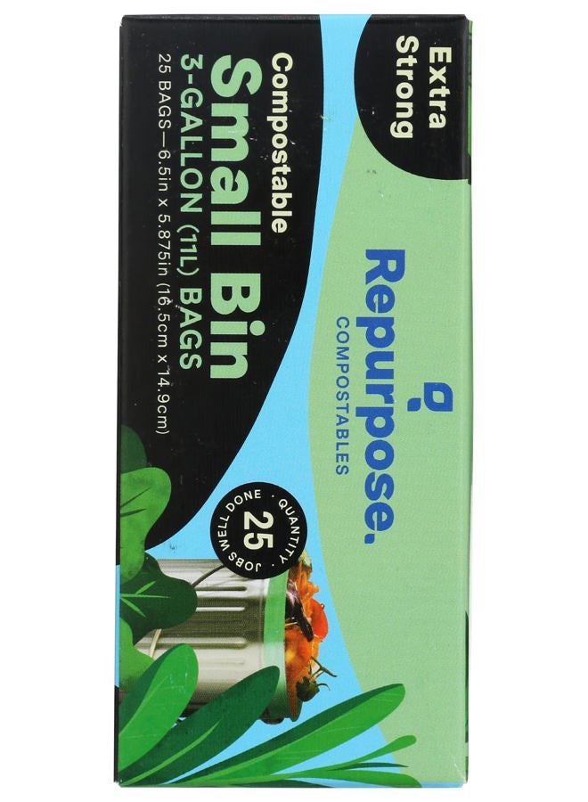 Repurpose Compostables Repurpose 3 Gallon, 11 Liter Super Strong, Small Compostable Trash Bags, Biodegradable Products Institute (BPI) Certified, 25 Count - Image 2