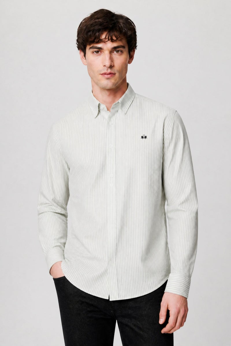 La Martina Men Slim Fit Embroidered Logo Long Sleeve Casual Shirt, Multicolor - Image 1