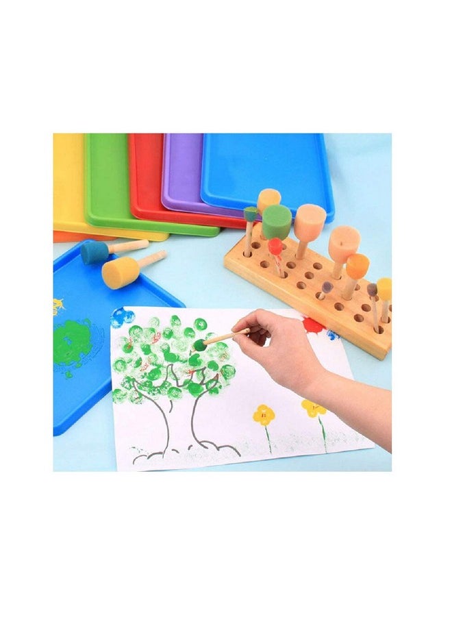 deziine Kid Sponge Paint Brush Original Wooden Handle Painting Graffiti Early Toy Diy Art Supplies Gifts 40Pcs/Set  - Image 4