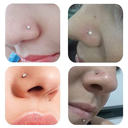 MILACOLATO 18G Nose Rings 316L Surgical Stainless Steel Nose Ring Studs Screw Shaped Studs Rings CZ Nose Ring Labret Nose Piercing Jewelry for Men Women - Image 3