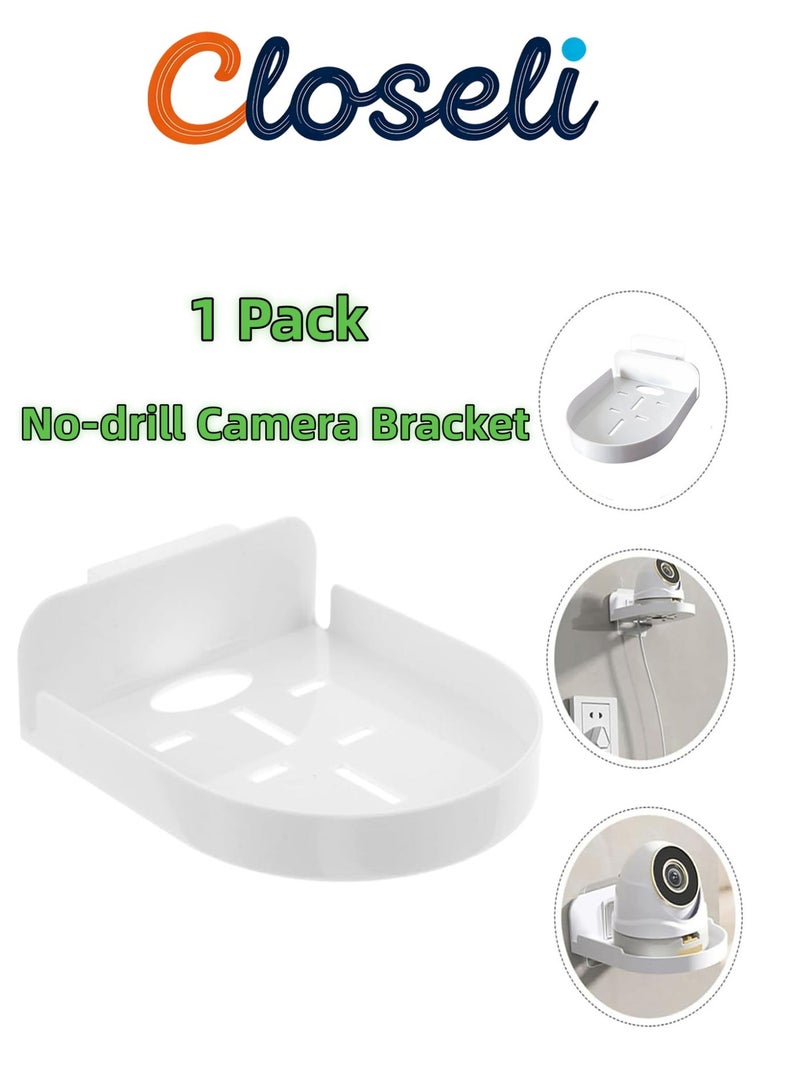 كلوزيلي حامل كاميرا جداري (1 قطعة)، رف عائم لاصق بدون حفر، حامل تثبيت كاميرا مراقبة، رف جداري صغير، تركيب على الجدار أو السقف أو الزاوية، رف زاوية من الأكريليك، حامل من مادة ABS، مناسب للكاميرات، السماعات وأجهزة المراقبة. - Image 1