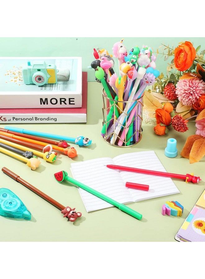 Yexiya 200 Pieces Cute Cartoon Gel Ink Pens Cartoon Animal Writing Pens 0.5 mm Novelty Black Gel Ink Pens Assorted Styles Fun Kawaii Pens for Kids Office School Gifts Supplies - Image 4