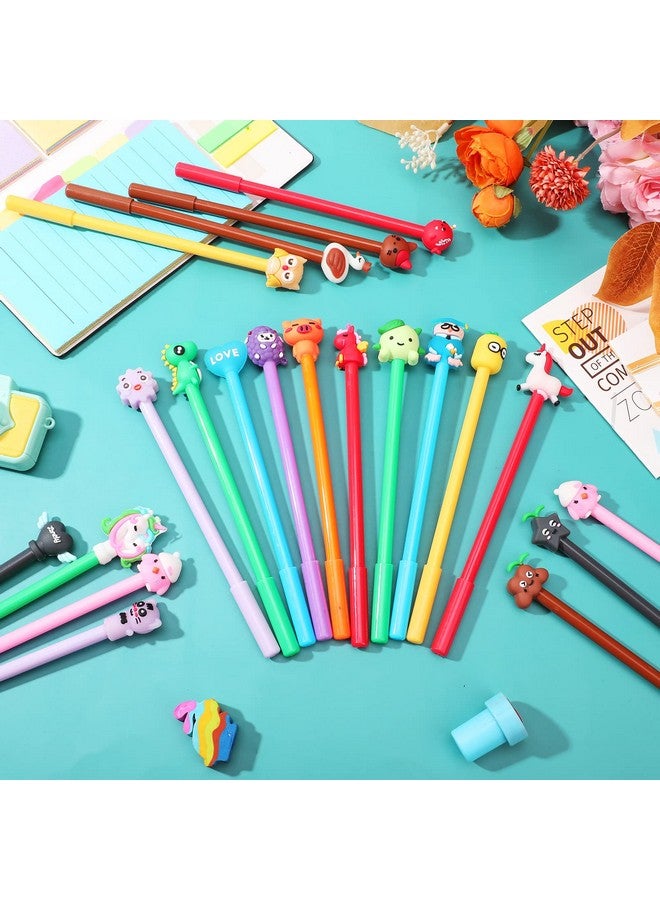 Yexiya 200 Pieces Cute Cartoon Gel Ink Pens Cartoon Animal Writing Pens 0.5 mm Novelty Black Gel Ink Pens Assorted Styles Fun Kawaii Pens for Kids Office School Gifts Supplies - Image 5