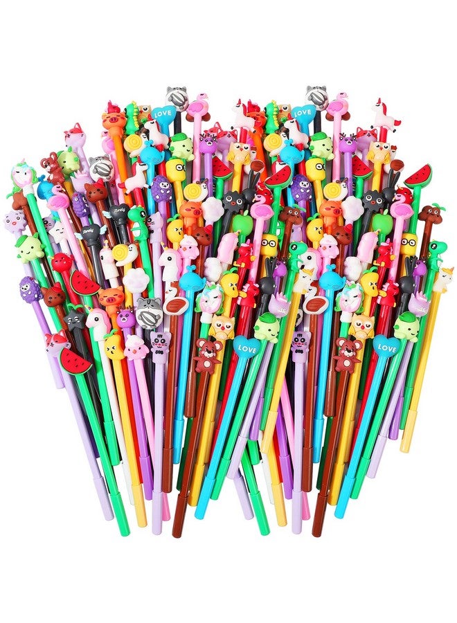 Yexiya 200 Pieces Cute Cartoon Gel Ink Pens Cartoon Animal Writing Pens 0.5 mm Novelty Black Gel Ink Pens Assorted Styles Fun Kawaii Pens for Kids Office School Gifts Supplies - Image 1