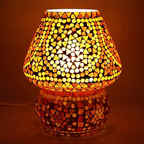 earthenmetal Mushroom Shaped Glass Table lamp for Bedside Living & Home Decoration Turkish Lamp (Red, 6.5 inches, Bulb not Included). - Image 5