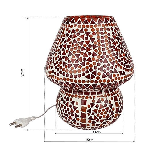 earthenmetal Mushroom Shaped Glass Table lamp for Bedside Living & Home Decoration Turkish Lamp (Red, 6.5 inches, Bulb not Included). - Image 3
