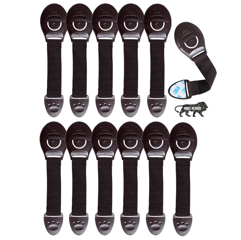 Chipmunks Furniture Safety Locks for Baby Safety - Strong and Adhesive Child/Toddler/Infants Safety Locks for Drawers, Cabinets, Fridge and Cupboard - Baby Proofing Product (Brown, Pack of 12) - Image 1