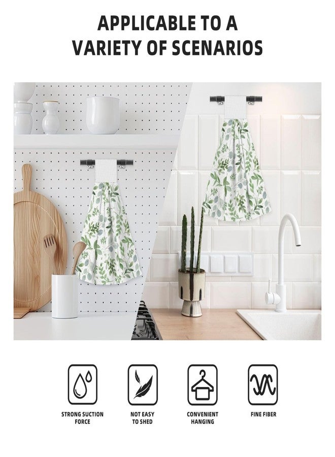 Vodbne Sage Green Kitchen Hand Towels with Hanging Loops Absorbent Dish Oven Towel, Fast Drying Hanging Towels Spring Decor for Home Kitchen Bathroom - Image 2