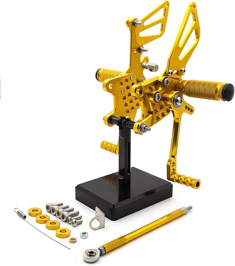 PROCNC Motorcycle Aluminum Rearsets Foot pegs Rear sets Footrest Fit for Suzuki GSXR1000 2000 2001 2002 2003 2004 GSXR750 1996-2005 SV650/SV650S SV1000/S 1998-2014 GSX600 2000-2005 (Gold) - Image 2