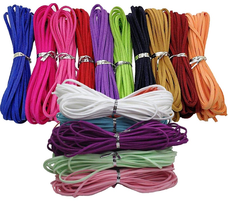 DIY Crafts DIY Crafts Pack of 20 Meter, As Image Colour No# 3, 20mtr + Meter 20+ Colour 3x1.4mm Faux Suede Cord Roll String Leather Lace Beading Thread Leather Cordin (Pack of 20 Meter, As Image Colour No# 3)  - Image 1