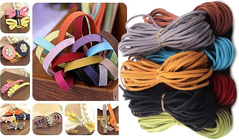DIY Crafts DIY Crafts Pack of 20 Meter, As Image Colour No# 3, 20mtr + Meter 20+ Colour 3x1.4mm Faux Suede Cord Roll String Leather Lace Beading Thread Leather Cordin (Pack of 20 Meter, As Image Colour No# 3)  - Image 4