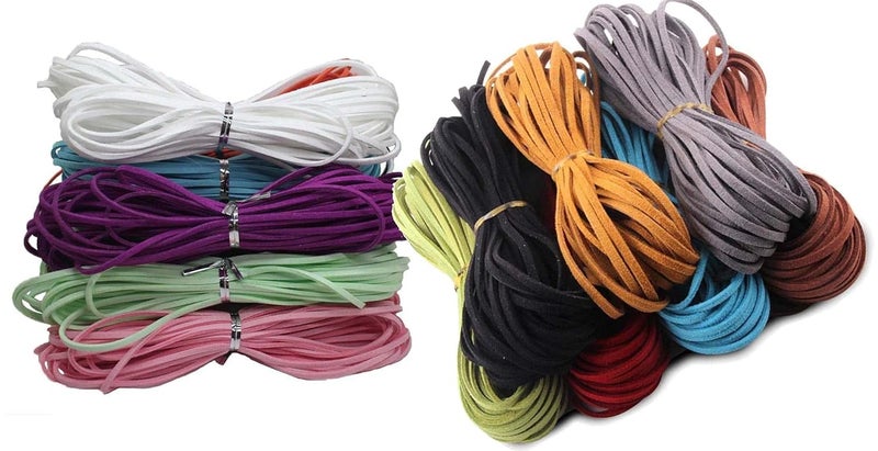 DIY Crafts DIY Crafts Pack of 20 Meter, As Image Colour No# 3, 20mtr + Meter 20+ Colour 3x1.4mm Faux Suede Cord Roll String Leather Lace Beading Thread Leather Cordin (Pack of 20 Meter, As Image Colour No# 3)  - Image 3