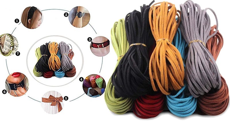 DIY Crafts DIY Crafts Pack of 20 Meter, As Image Colour No# 3, 20mtr + Meter 20+ Colour 3x1.4mm Faux Suede Cord Roll String Leather Lace Beading Thread Leather Cordin (Pack of 20 Meter, As Image Colour No# 3)  - Image 2