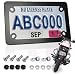 FBJTDQ Motorcycle License Plate Frame Black Matte Stainless Steel Bike Tag Plate Holder 4 Holes HeavyDuty Metal Bracket 1 Pack with Mounting Hardware Screws Nuts Caps - Image 2