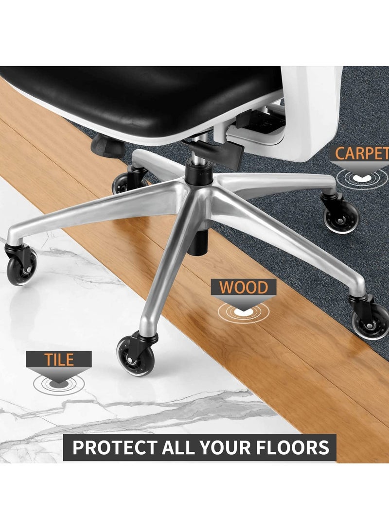 SOLARAE 5-Pack Office Chair Casters - PU Insert Rod, Electrophoresis Transparent, Quiet Replacement Accessories for Office Furniture (Black) - Image 2